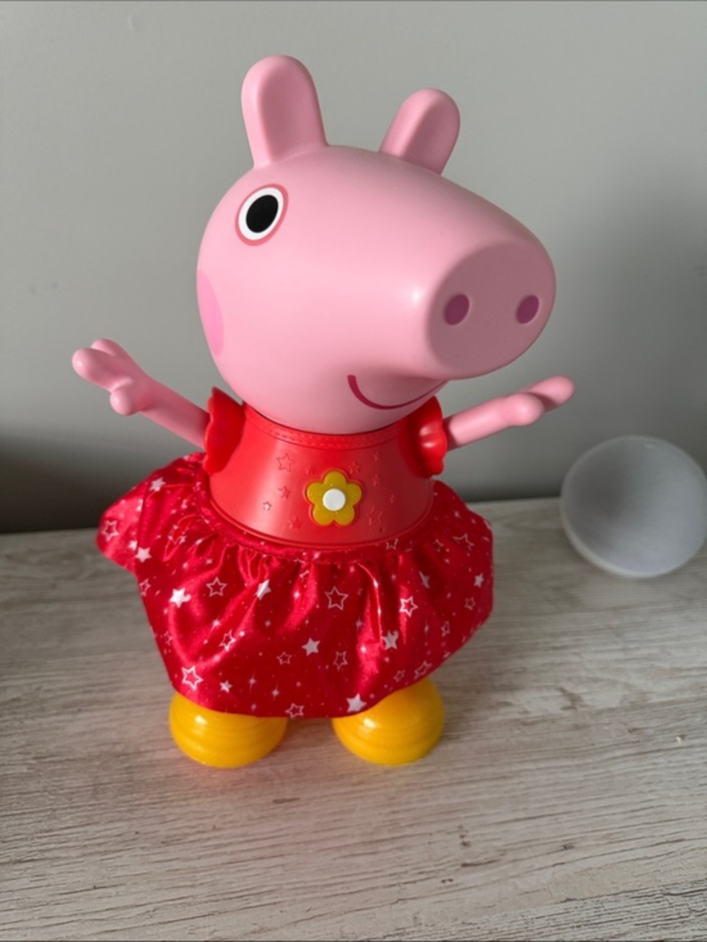 Pink Dancing Pig Plush-Style Toy in Red Dress
